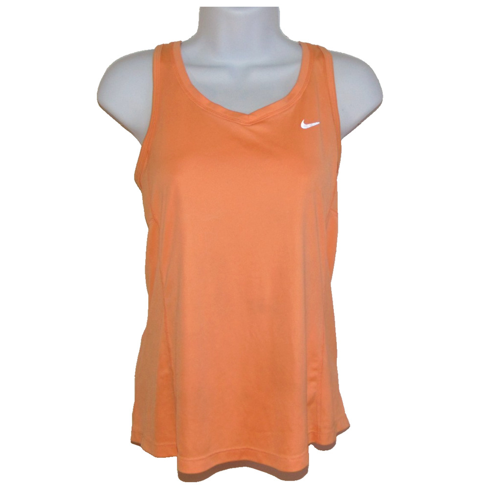 Nike Running Dri-FIT Womens Small Racerback Tank Top Peach V-Neck Recycled